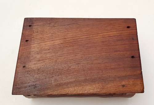 Ornate 19th Century Ceylonese Hardwood Secret Lock Jewellery Box 17cm x 12cm