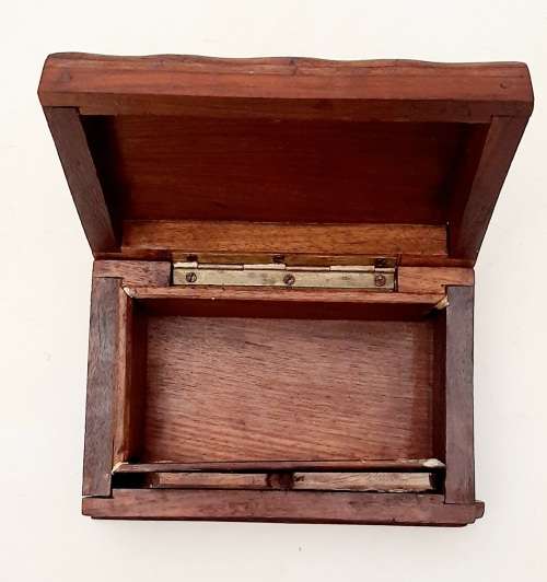 Ornate 19th Century Ceylonese Hardwood Secret Lock Jewellery Box 17cm x 12cm