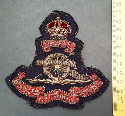 ** WW1 British Royal Artillery Bullion Regimental Badge (Made in Rhodesia).**