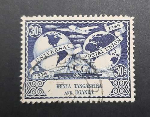 ** 1949 Postal Union Kenya, Tanganyika, Uganda 30c Stamp (USED).**