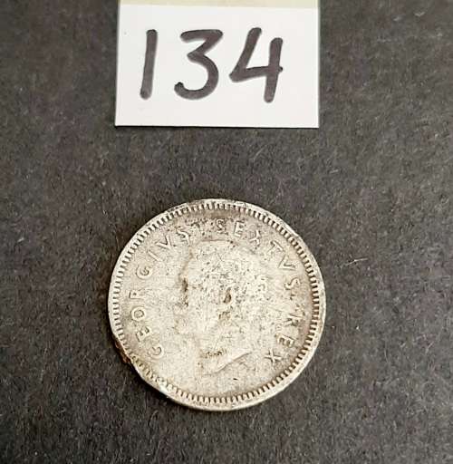 ** 1950 KGVI South Africa 3d  .800 Silver  Coin (F).**
