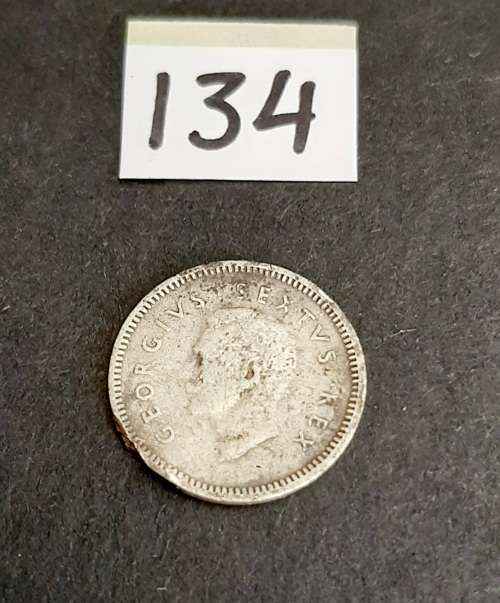 ** 1950 KGVI South Africa 3d  .800 Silver  Coin (F).**