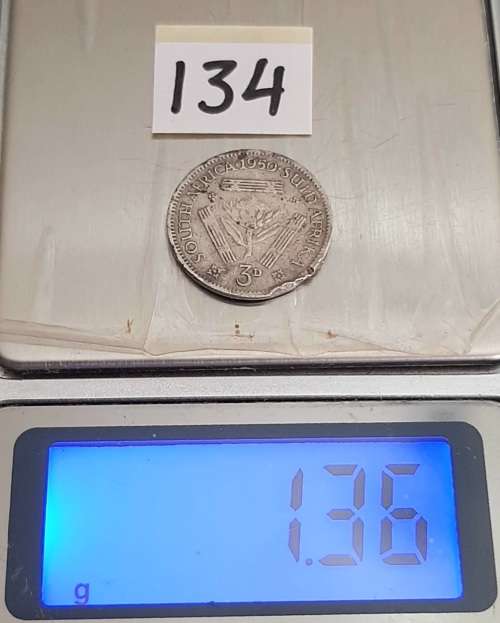 ** 1950 KGVI South Africa 3d  .800 Silver  Coin (F).**