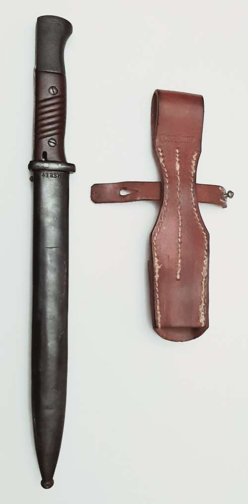 WW2 German K98 Bayonet with Scabbard and Leather Frog by F.W. Holler, Solingen