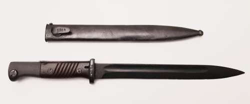 WW2 German K98 Bayonet with Scabbard and Leather Frog by F.W. Holler, Solingen