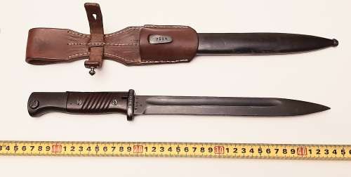 WW2 German K98 Bayonet with Scabbard and Leather Frog by F.W. Holler, Solingen