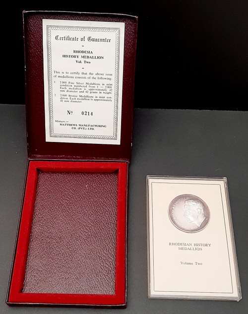 Rare 1970s Rhodesian History Series .999 fine silver Ian Smith medallion with certificate