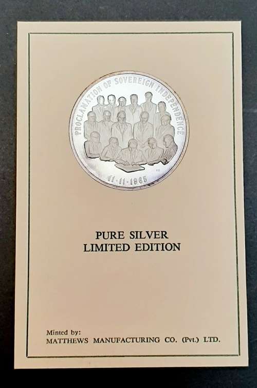 Rare 1970s Rhodesian History Series .999 fine silver Ian Smith medallion with certificate