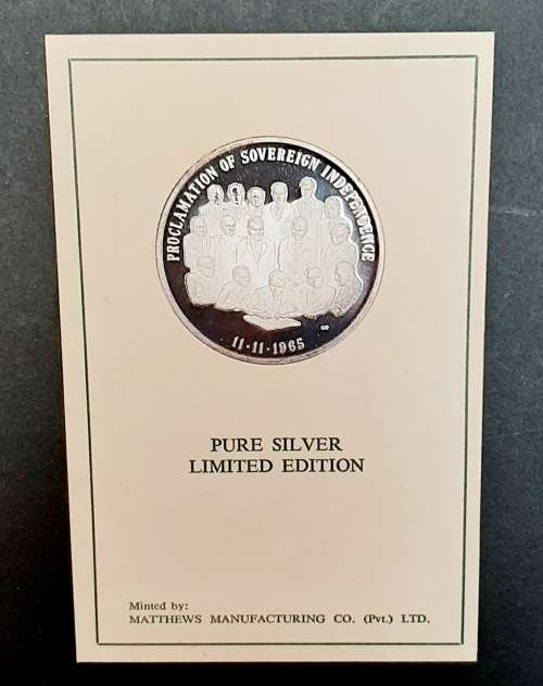 Rare 1970s Rhodesian History Series .999 fine silver Ian Smith medallion with certificate