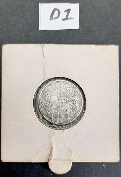 ** 1896 Zuid-Afrikaansche Republiek 6d .925 Silver Coin #D1 (VF+).**