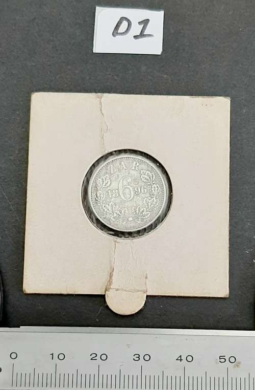 ** 1896 Zuid-Afrikaansche Republiek 6d .925 Silver Coin #D1 (VF+).**