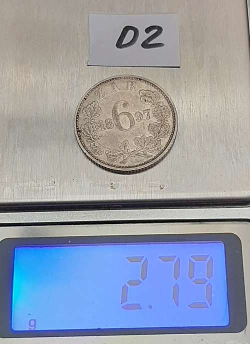 ** 1897 Zuid-Afrikaansche Republiek 6d .925 Silver Coin #D2(VF+).**