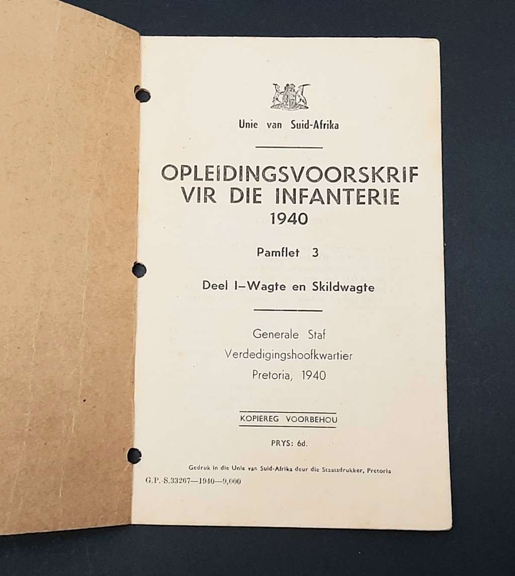 **WW2 : UDF 1940 Infantry Guidelines Booklet (Afrikaans Edition).**
