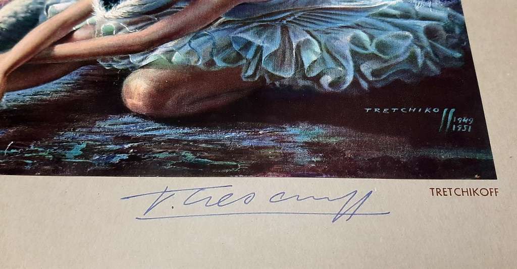 **RARE: Hand-Signed Vladimir Tretchikoff `The Dying Swan` Lithographic Print (36cm x27cm).**