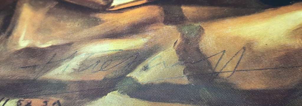 **RARE: Hand-Signed Vladimir Tretchikoff `Lotuses Painted on Wood Lithographic Print (36cm x27cm).**