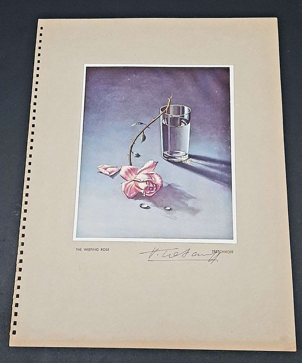 **RARE: Hand-Signed Vladimir Tretchikoff `The Weeping Rose`  Lithographic Print (36cm x27cm).**