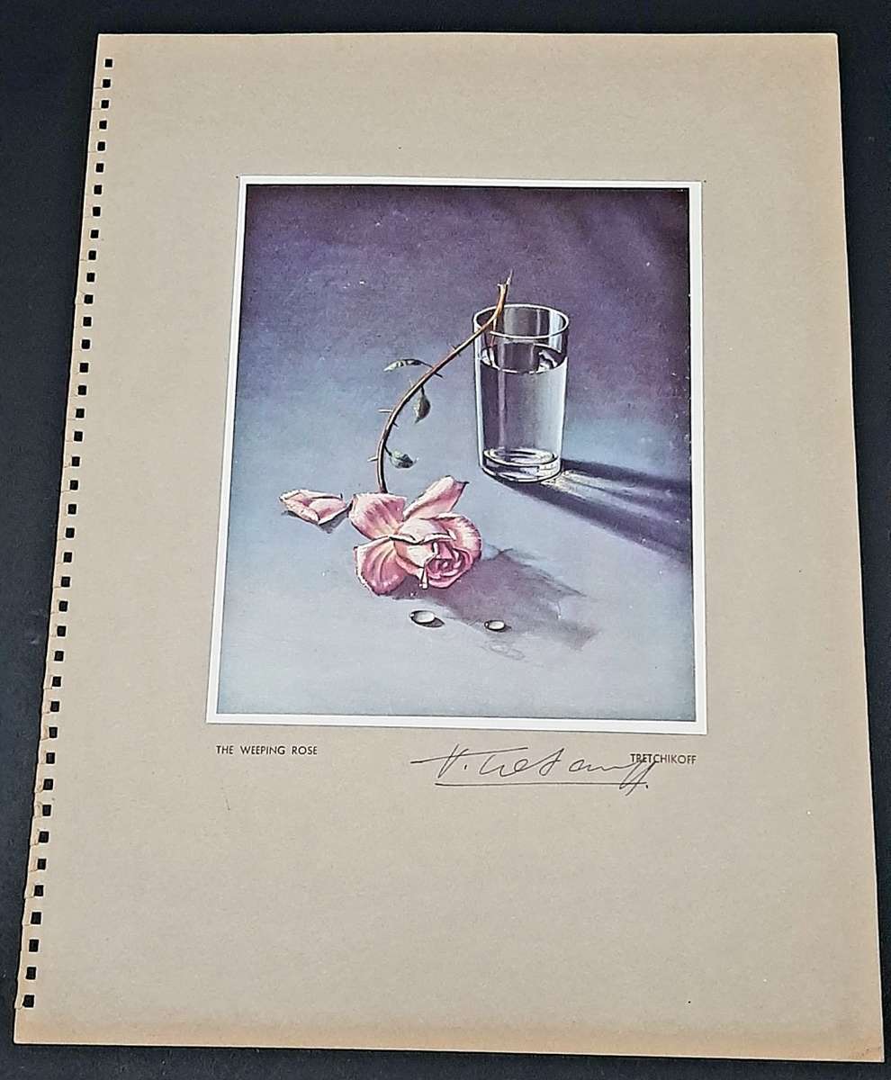 **RARE: Hand-Signed Vladimir Tretchikoff `The Weeping Rose`  Lithographic Print (36cm x27cm).**