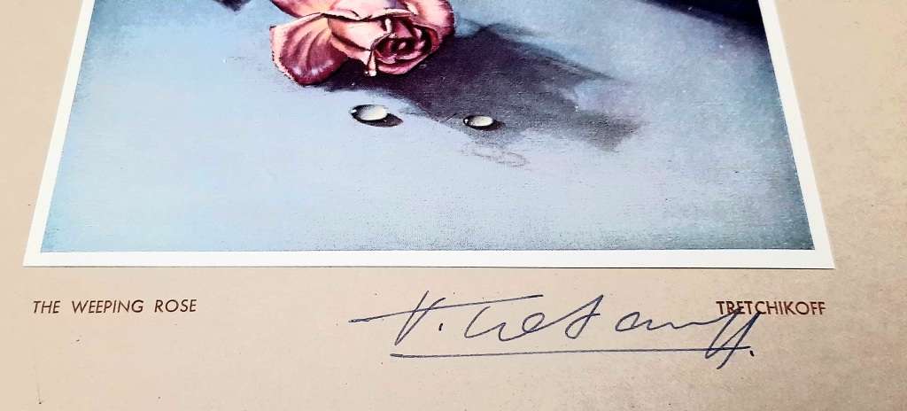 **RARE: Hand-Signed Vladimir Tretchikoff `The Weeping Rose`  Lithographic Print (36cm x27cm).**