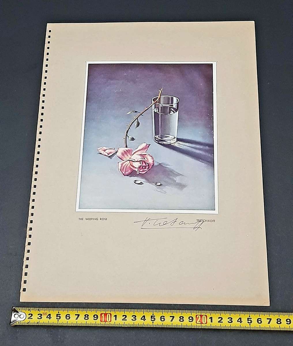 **RARE: Hand-Signed Vladimir Tretchikoff `The Weeping Rose`  Lithographic Print (36cm x27cm).**