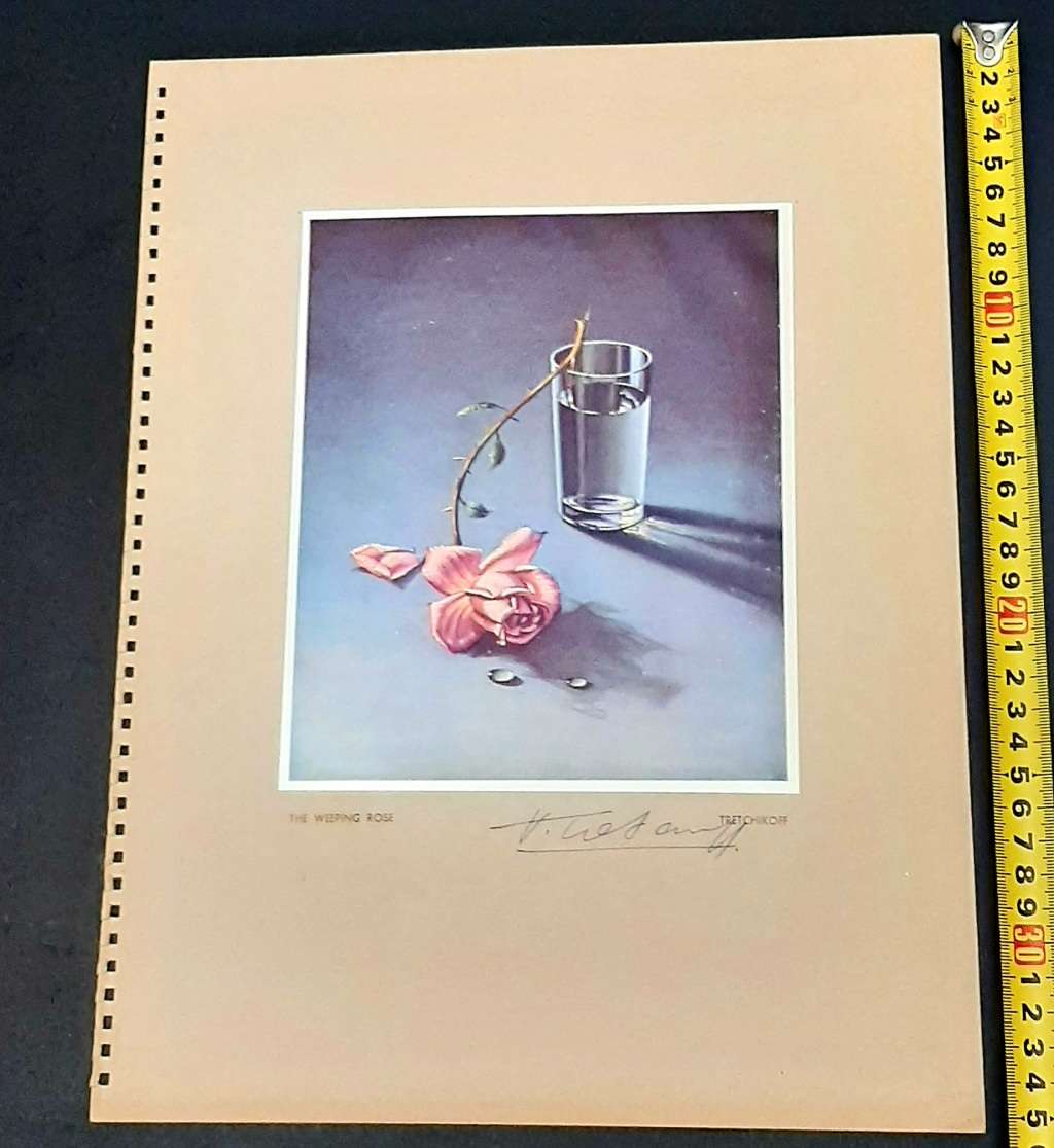 **RARE: Hand-Signed Vladimir Tretchikoff `The Weeping Rose`  Lithographic Print (36cm x27cm).**