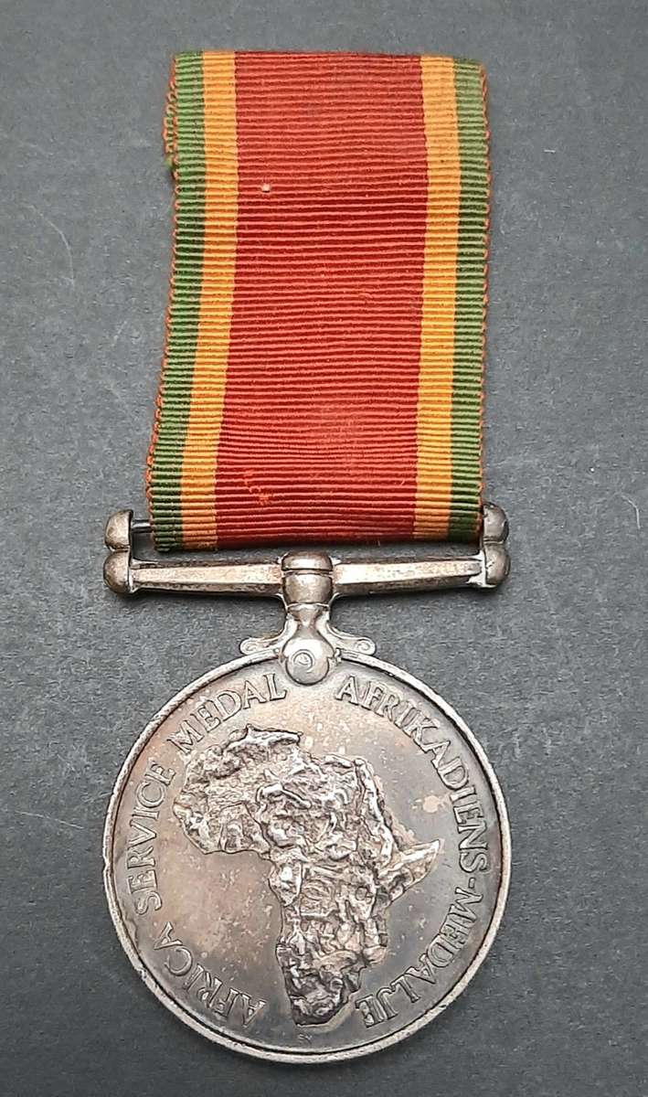 **WW2 UDF: .925 Silver Africa Service Medal w/ Ribbon .**
