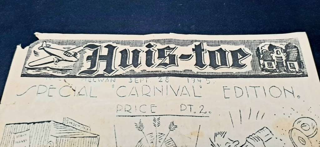 **RARE: WW2 South African `Huis Toe` Demob. Newsletter D/Sided (Sept. 1945).**