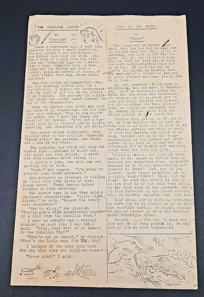 **RARE WW2 : South African Forces `Huis Toe` Demob. Newsletter D/ Sided #2 (1945).**