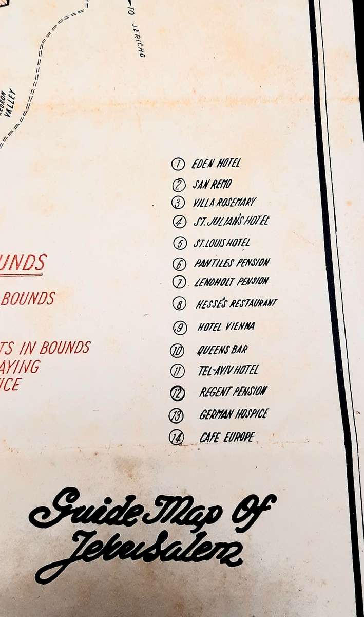 **RARE WW2: British Military Authority `Palestine` Jerusalem City Map (Inscribed April 1944).**