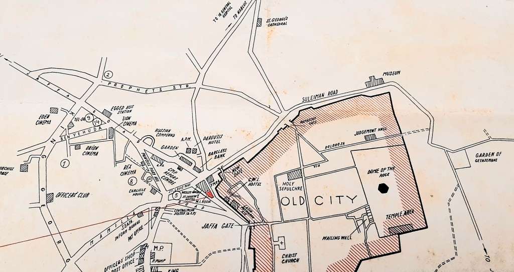 **RARE WW2: British Military Authority `Palestine` Jerusalem City Map (Inscribed April 1944).**