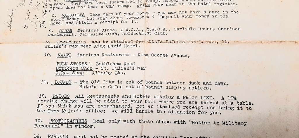 **RARE WW2: British Military Authority `Palestine` Jerusalem City Map (Inscribed April 1944).**