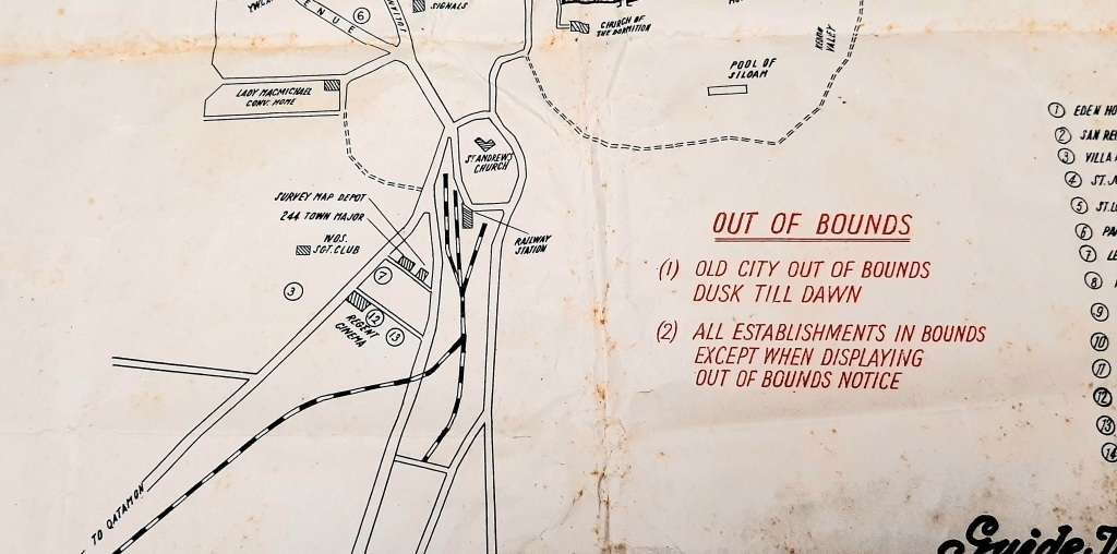 **RARE WW2: British Military Authority `Palestine` Jerusalem City Map (1943/  1944)#2 .**
