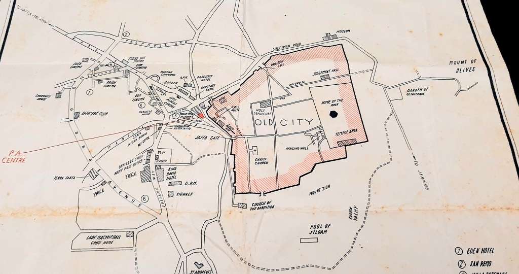 **RARE WW2: British Military Authority `Palestine` Jerusalem City Map (1943/  1944)#2 .**