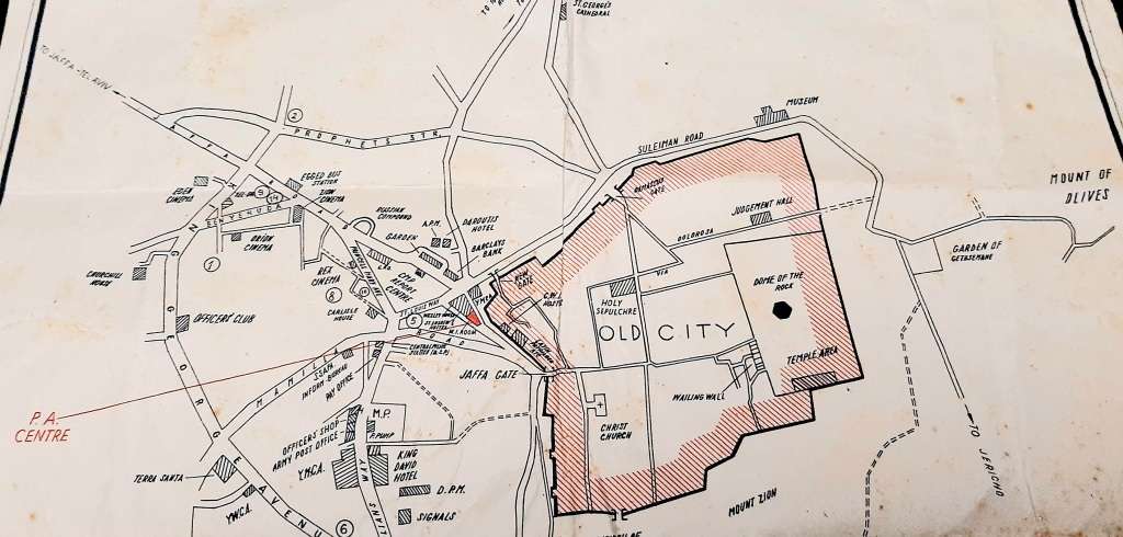 **RARE WW2: British Military Authority `Palestine` Jerusalem City Map (1943/  1944)#2 .**