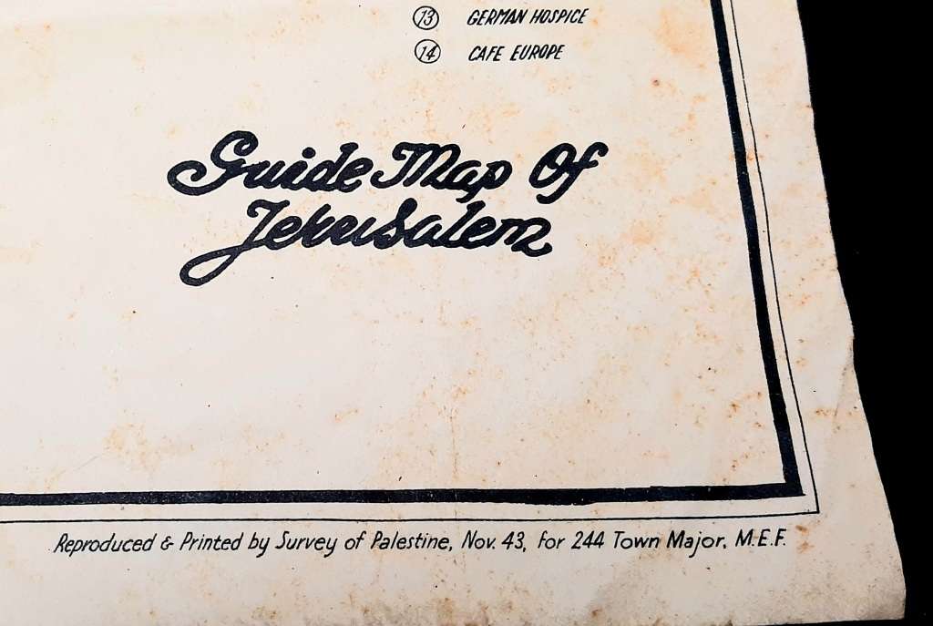 **RARE WW2: British Military Authority `Palestine` Jerusalem City Map (1943/  1944)#2 .**