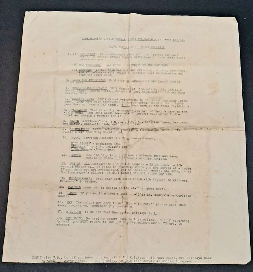 **RARE WW2: British Military Authority `Palestine` Jerusalem City Map (1943/  1944)#2 .**