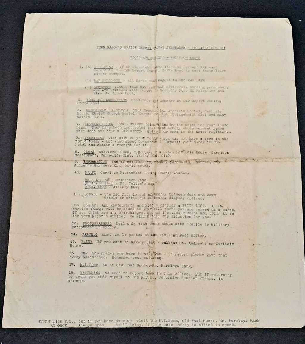 **RARE WW2: British Military Authority `Palestine` Jerusalem City Map (1943/  1944)#2 .**