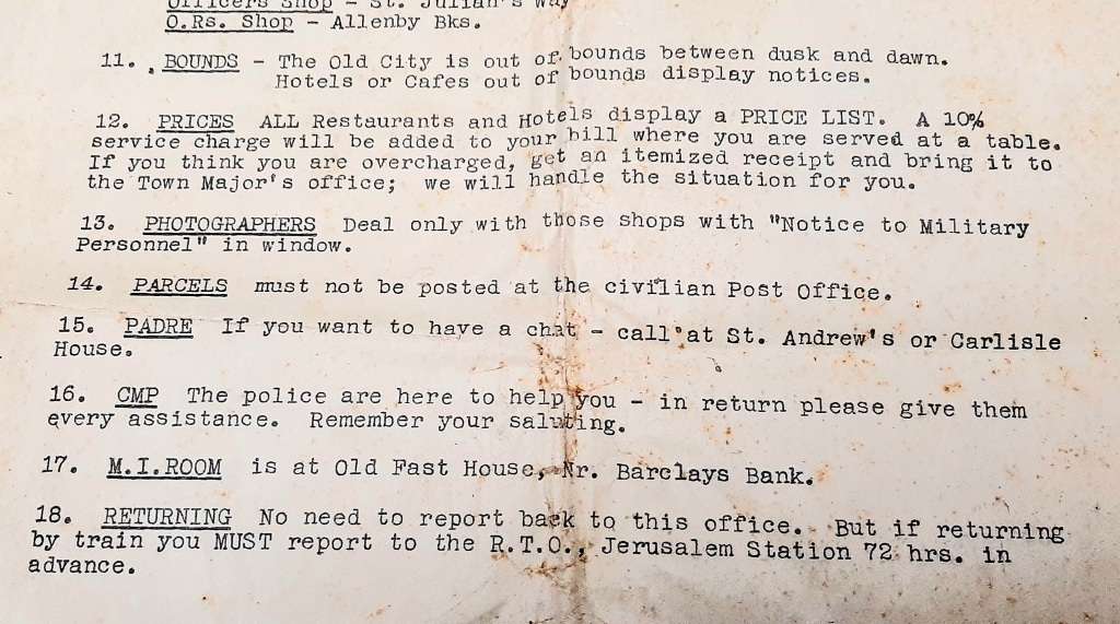 **RARE WW2: British Military Authority `Palestine` Jerusalem City Map (1943/  1944)#2 .**