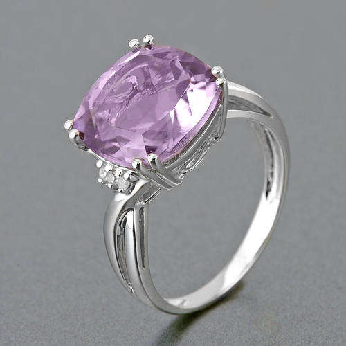 Guaranteed 100% REAL NATURAL, SOLID 14KT WHITE GOLD 6.60CT NATURAL AMETHYST AND DIAMOND RING