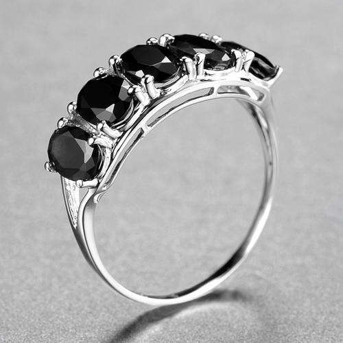 Guaranteed 100% REAL NATURAL, SOLID 14KT WHITE GOLD 2.90CT NATURAL BLACK SAPPHIRE RING
