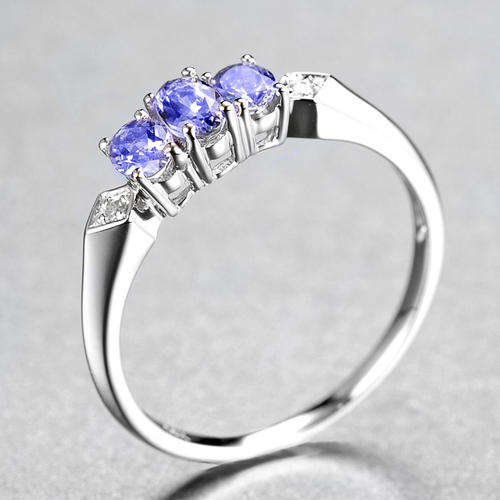 Guaranteed 100% REAL NATURAL, SOLID 14KT WHITE GOLD 0.67CT NATURAL TANZANITE AND DIAMONDS RING
