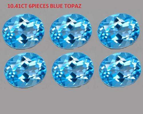 10.41CT 6 PIECES BLUE TOPAZ [D.H.K. CERTIFIED] OVAL 8X6MM AAA QUALITY Guaranteed 100% Natural
