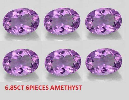 6.85CT 6 PIECES AMETHYST [D.H.K. CERTIFIED] OVAL 8X6MM AAA QUALITY Guaranteed 100% Natural
