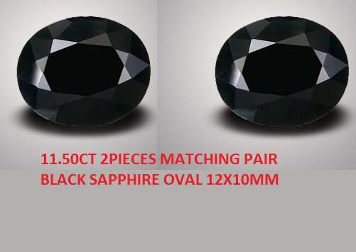 11.50CT 2PIECES MATCHING PAIR, BLACK SAPPHIRE [D.H.K. CERTIFIED] OVAL 12X10MM AAA QUALITY