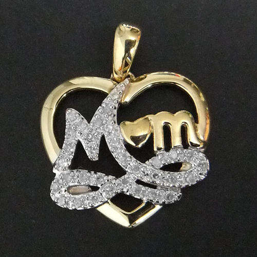 100% REAL, SOLID 10KT YELLOW GOLD NATURAL DIAMONDS PENDANT