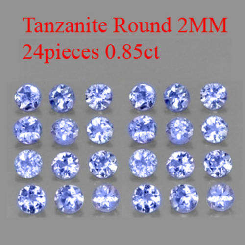 0.85CT 24pieces TANZANITE [D.H.K. CERTIFIED] BLUE VIOLET VVS Clarity ROUND 2.00MM