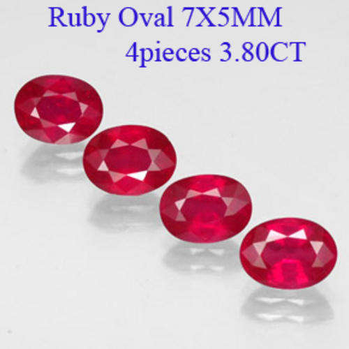 3.80CT 4pieces RUBY OVAL 7X5MM  [D.H.K. CERTIFIED]