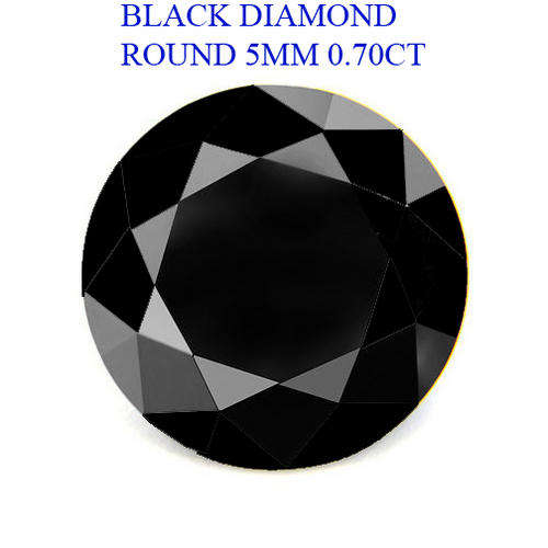 0.70CT Natural Round 5MM Brilliant Cut Black Diamond Solitaire -AAA Grade