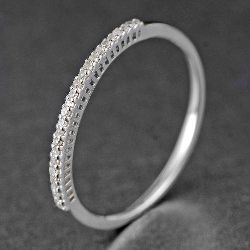 REAL NATURAL, SOLID 14KT WHITE GOLD 0.10CT NATURAL DIAMONDS RING [D.H.K. CERTIFIED]
