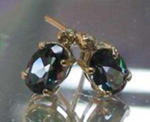 100% REAL, SOLID 14KT WHITE GOLD NATURAL MYSTIC TOPAZ AND DIAMONDS EARRING