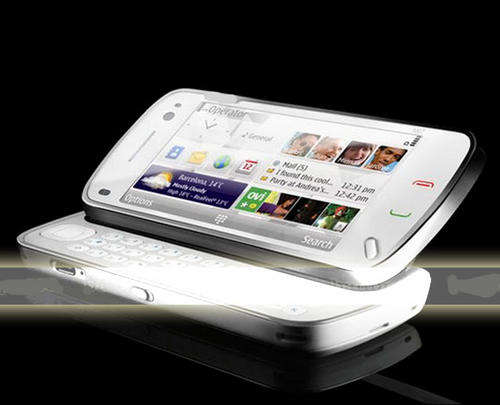 MOBILE PHONE , SLIDER , WITH KEYBOARD, WHITE COLOR